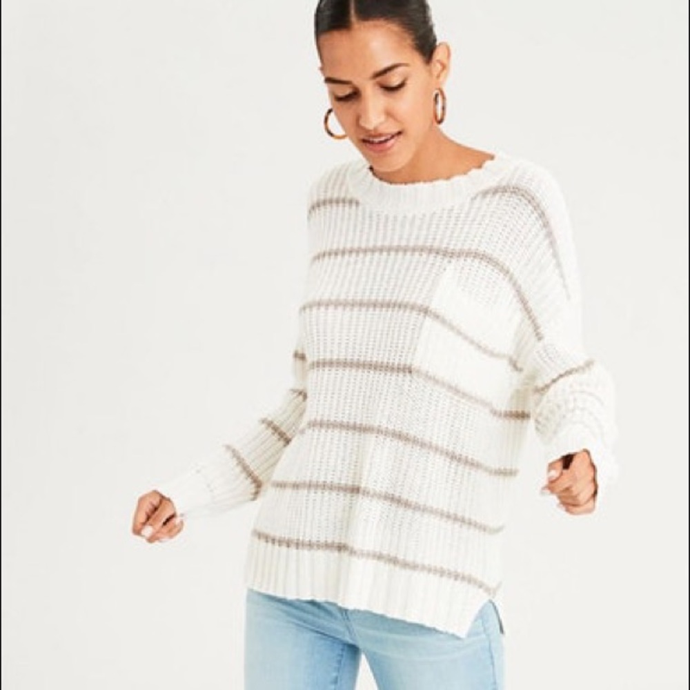 striped cream American eagle sweater